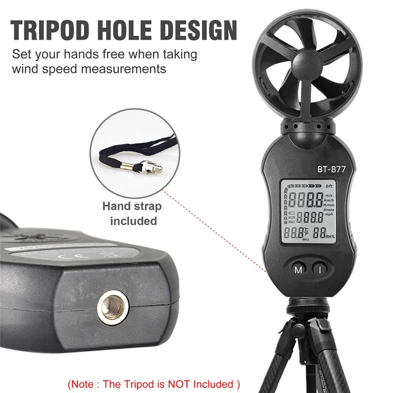 B03B-Instruments de medição de velocidade de anemômetro multifuncional com medição de temperatura e umidade
