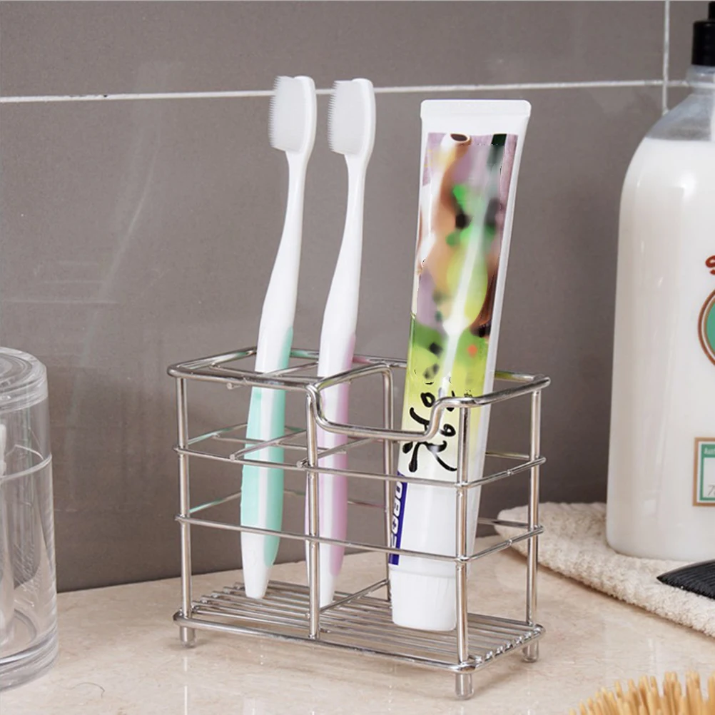 

Stainless Steel Toothbrush Rack Large Size Slots Exquisite Design Rustproof Smooth Surface Family of Four Storage Holder