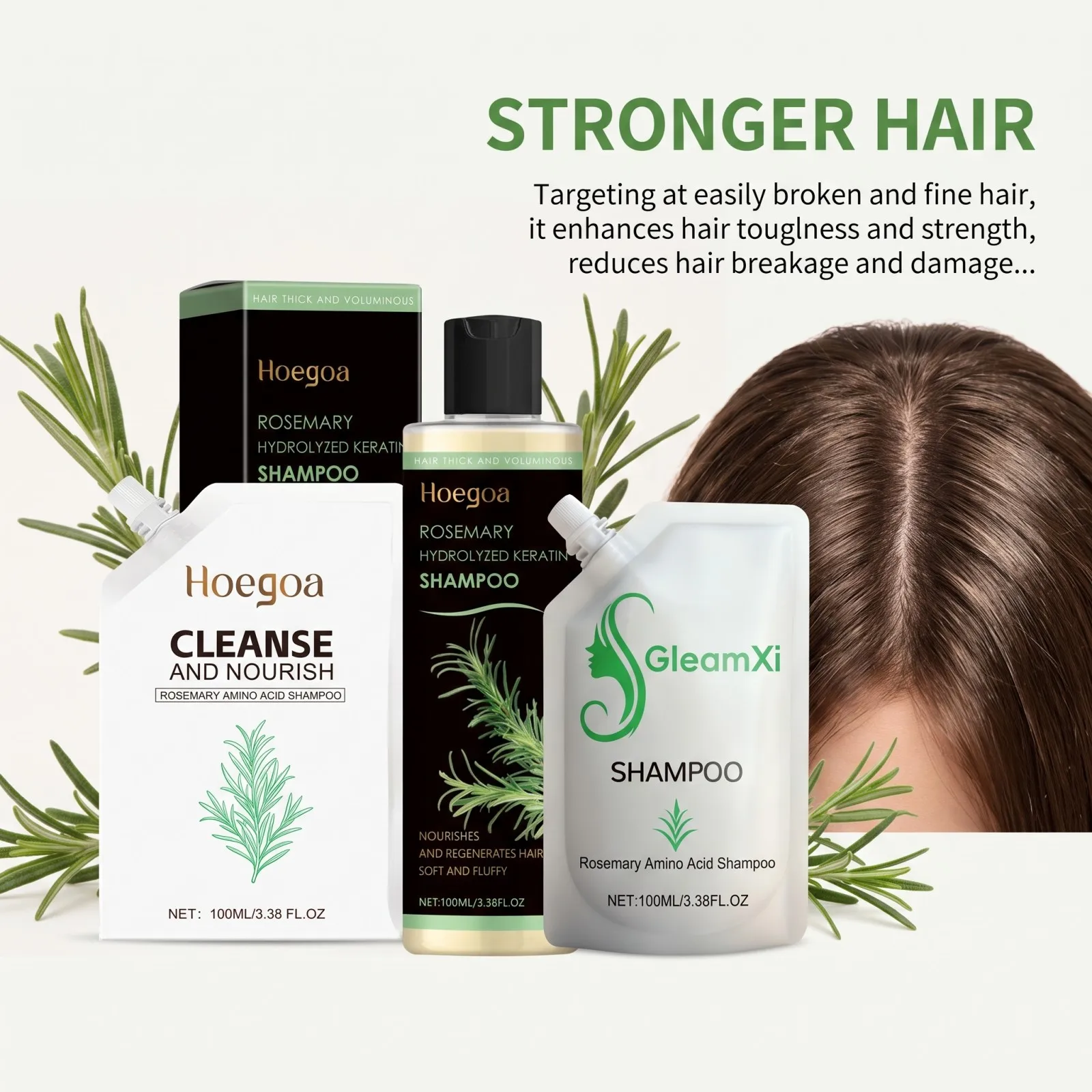 Rosemary Shampoo Anti-Hair Loss Shampoo Deep Scalp Cleansing & Moisturizing Hair Care Set for Dry Damaged Hair Strengthens Roots