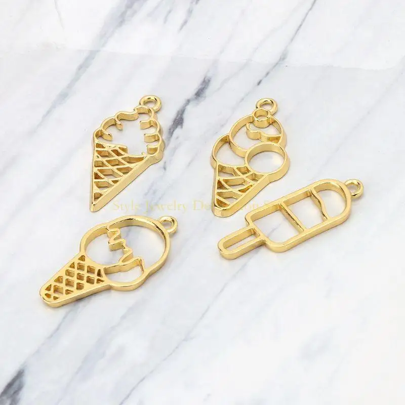 d46e 4 pcs sweet ice-cream frame uv pendant pendant pezel for diy craft Jewelry