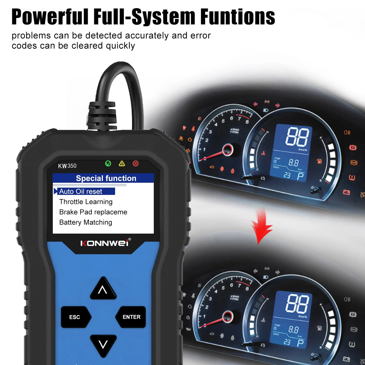 KONNWEi Car Full System Fault Scanner Exclusively for Resetting Volkswagen Audi Maintenance Lights Car OBD Fault Diagnostic Tool view 3