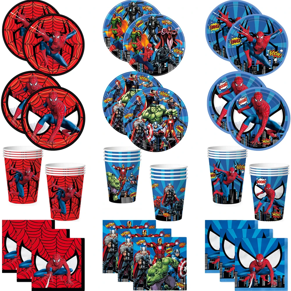 Disney Spiderman Party Supplies Tableware Set Cup Plates Napkins For Kids Birthday Party Decoration Boys and Girls Baby Shower