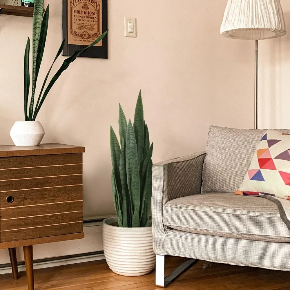 نبات ثعبان صناعي بطول 3 أقدام مع 28 ورقة حريرية سميكة ونابضة بالحياة لديكور المنزل الداخلي أو الخارجي