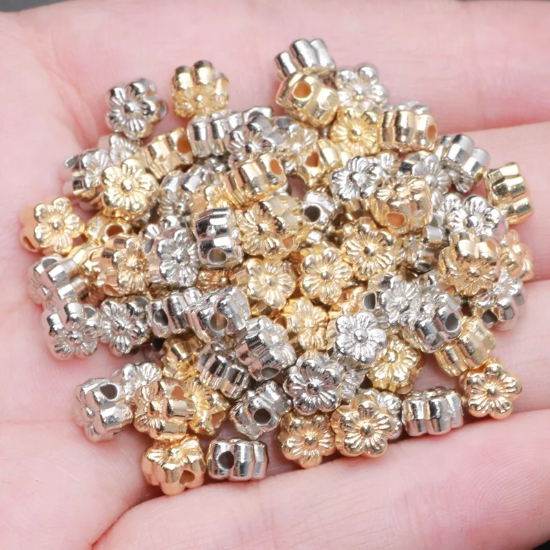 100pcs 6mm Gold Color CCB Small Flower Beads Acrylic Spacer Beads For Jewelry Making DIY Bracelet Necklace Handmade Accessories