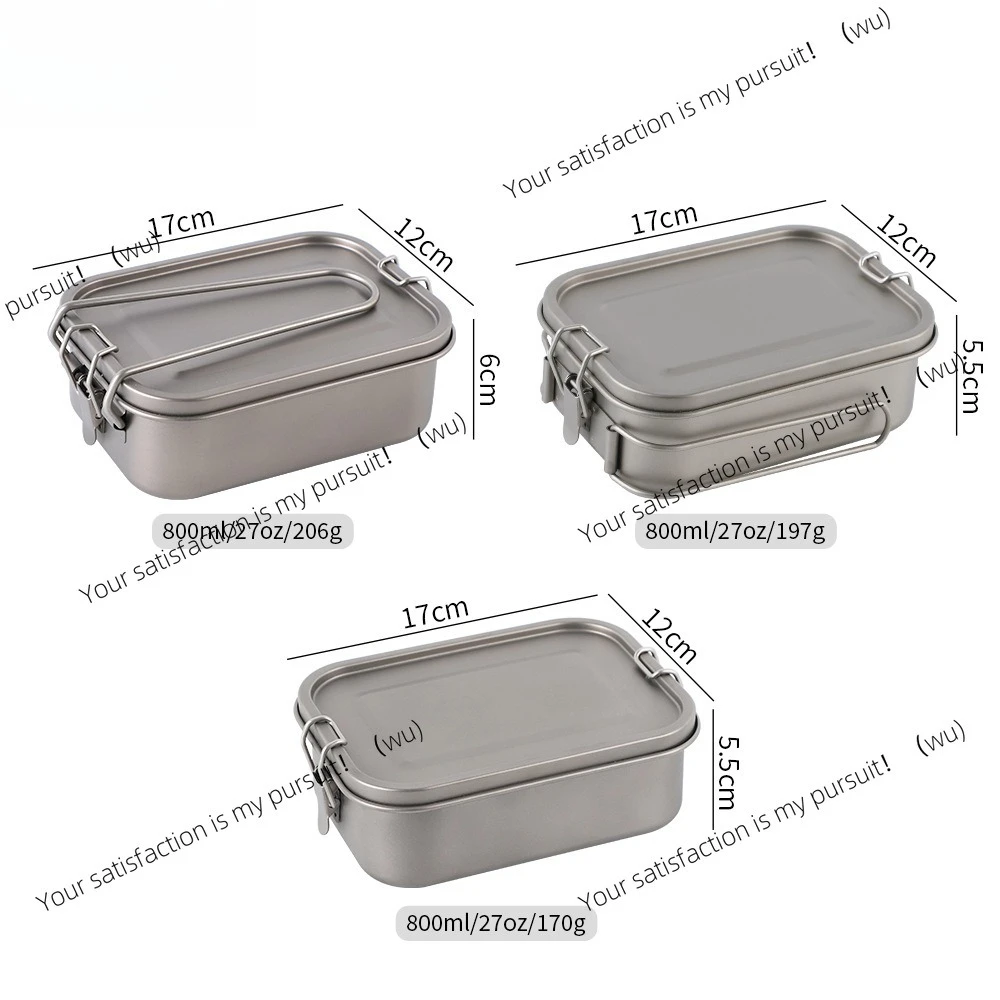 Outdoor pure titanium lunch box sealed camping bento box student lunch picnic  portable tableware