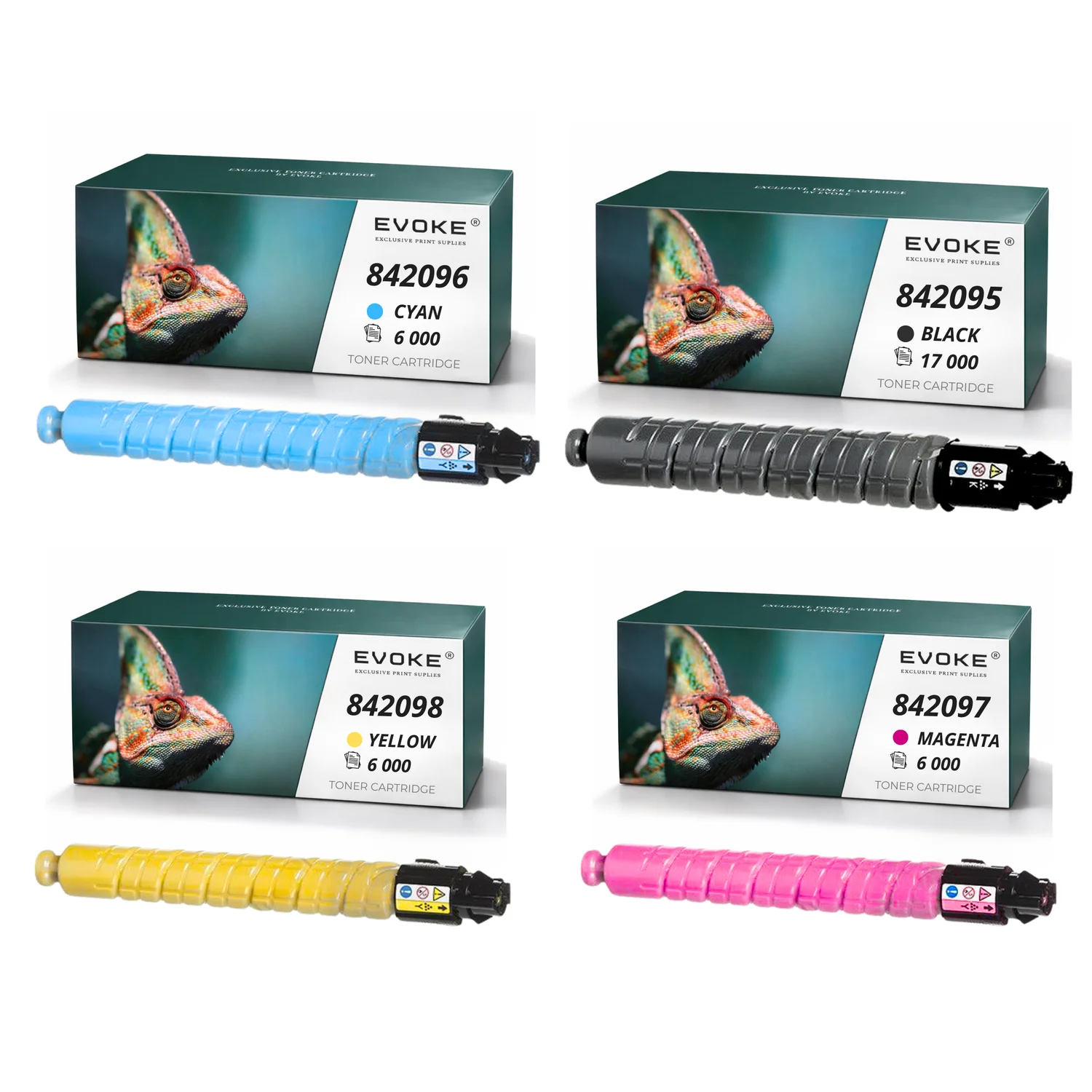 Evoke compatibele toner voor Ricoh Mpc-306 Mpc-307 Mpc-406 840295 4X Cmyk: Zwart, Cyaan, Magenta, Geel 35000 pagina's Aficio Mp C306 C307 C406 C406Zspf