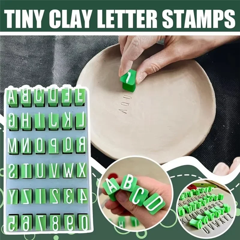 Alphabet-Ton-Stempelsets, Großbuchstaben und Kleinbuchstaben, Alphabet-Presse, DIY, handgefertigte Buchstabenform, Heim-Keramik-Bastelbedarf