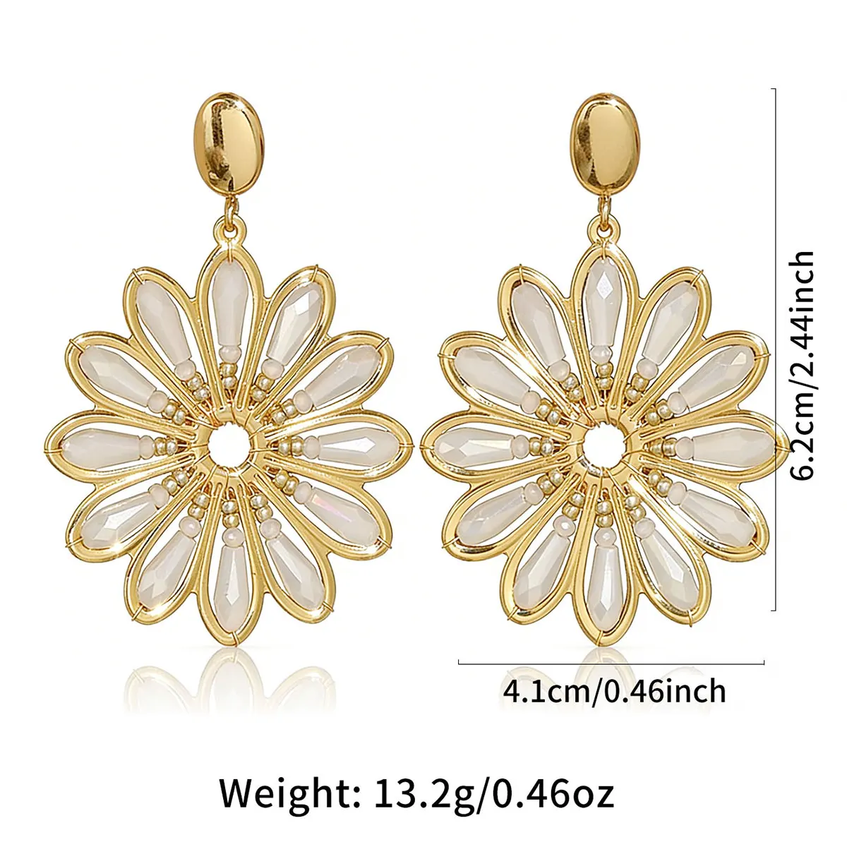 Bohemian vintage-inspired, handcrafted beaded floral drop earrings perfect for women to wear on any occasion, including daily we