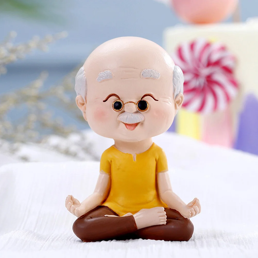 

2Pcs Elderly Couple Yoga Statue Resin Craft Compact Size Home Desktop Tabletop Ornament Lasting Love Valentine Gift