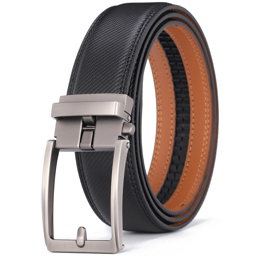 Men\'s Leather Belt High Quality Automatic Buckle Belts for Men Luxury Brands Fashion Cow Leather Carbon Fibre Pattern Strap Male