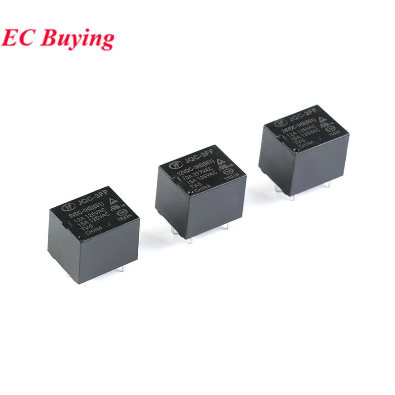 5Pcs/1pc 10A Relays HF3FF JQC-3FF 005/009/012/024 -1HS 1HST -1ZS 1ZST (551) 4PIN 5PIN 5V 9V 12V 24V DC Power Relais Rele