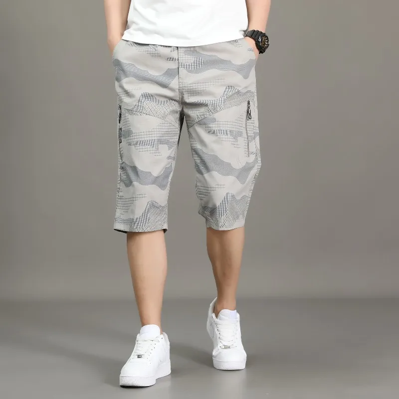 Men's Spring Summer Solid Elastic High Waisted Geometric Camouflage Pockets Casual Sports Loose Trousers Office Lady Pants