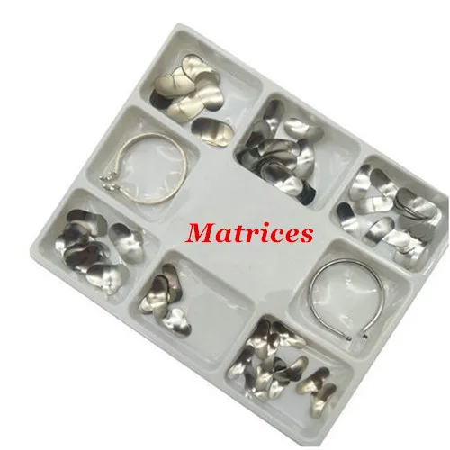 

100pcs Dental Matrix No.1.398 Sectional Contoured Metal Matrices + 2 Rings Full kit Dental Lab Equipment