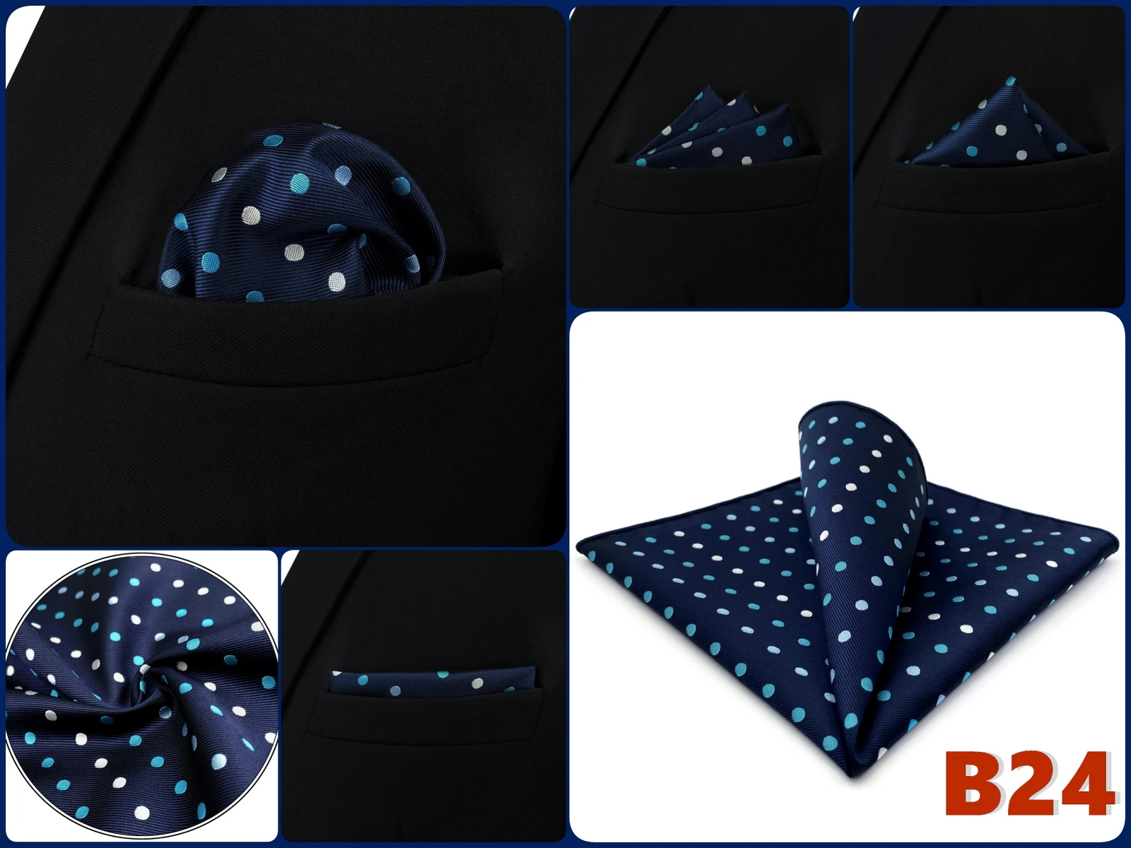 Pocket Square Handkerchief for Men Polka Dot Dots Plaid Check Checkered Suit Pocket Towel Hanky Mens Gift Wedding Business Party