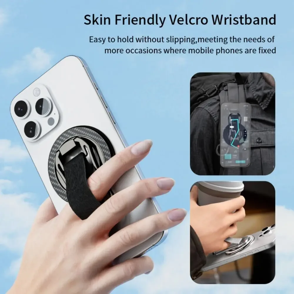 

Portable Metal Magnetic Phone Holder 360° Rotatable Adjustable Phone Finger Grip Strap Foldable Mobile Phone Stand For MagSafe