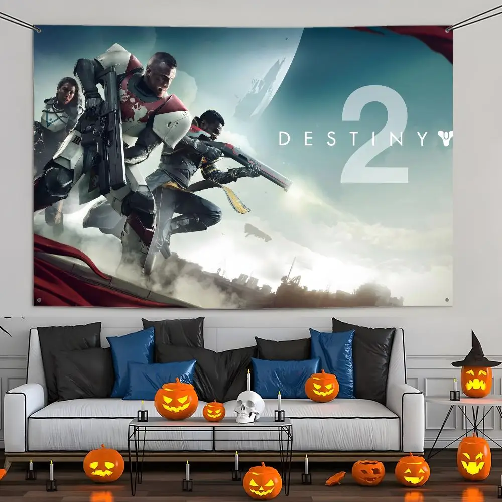 D-Destiny 2 Flags Tapisserie murale esthétique imprimée, décoration murale pour salon, fête, extérieur