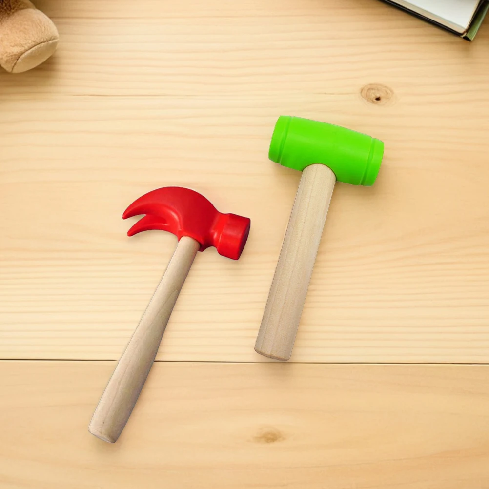 2 Pcs Simulation Repair Tool Small Maintenance Mallet Toy Wooden Claw Fake Pretend Plastic