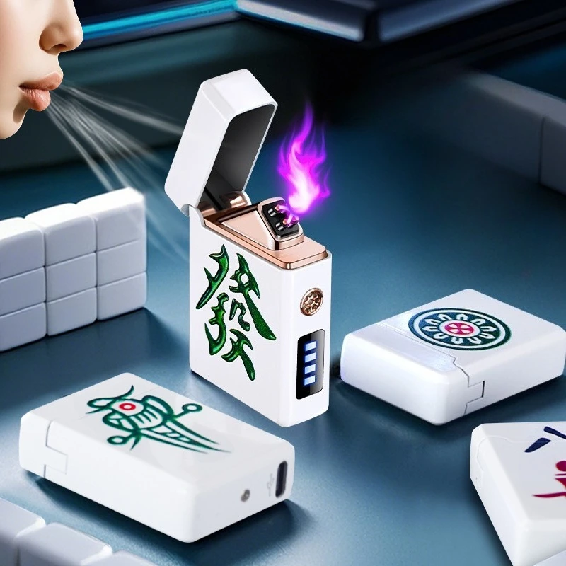 

Intelligent Voice Control Mahjong Lighter Inflatable Exquisite Open Flame Lighter Mini Fun Accessories Decompression Accessories