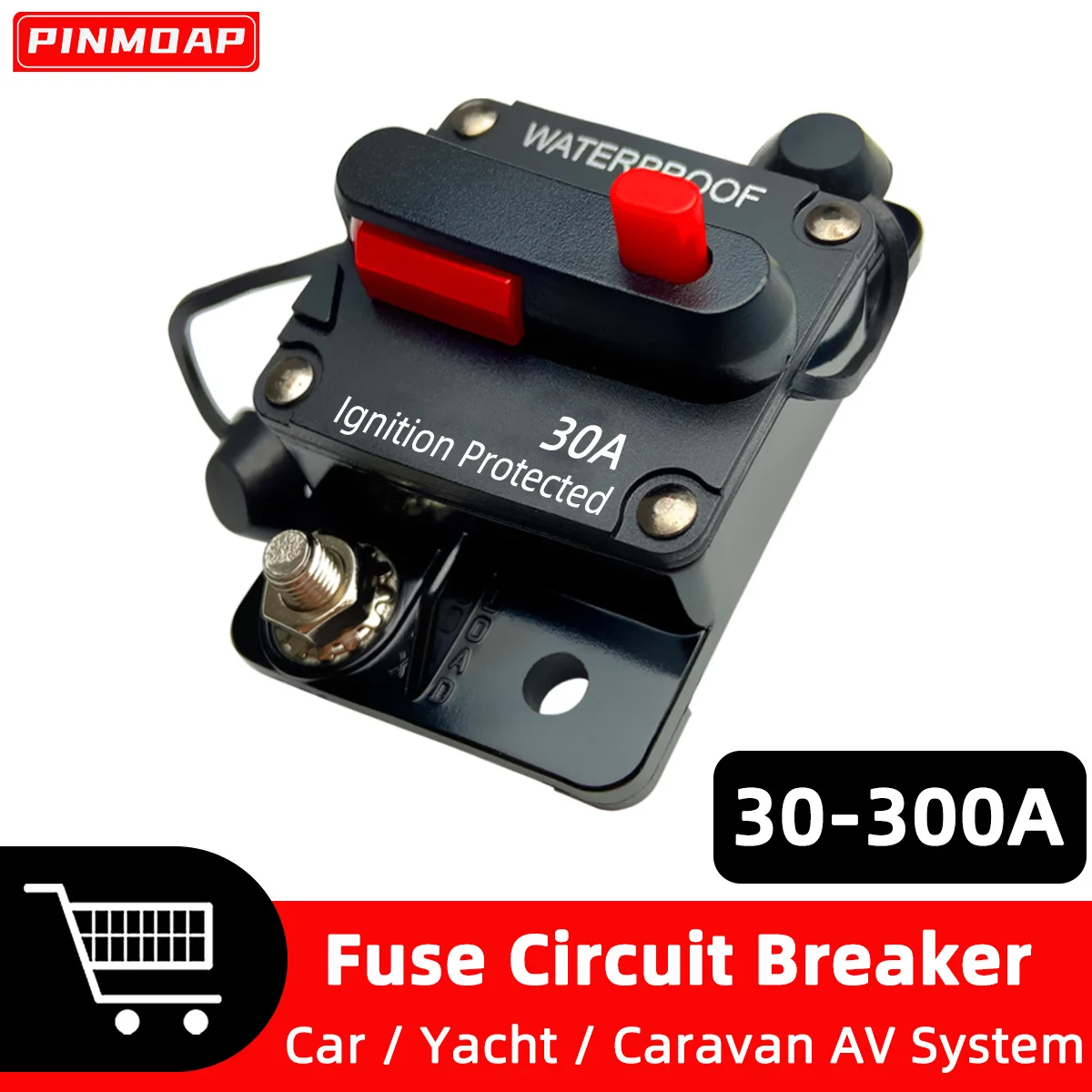 PINMOAP Circuit Breaker Manual Power Protector 30A-300A 12V-48V Circuit Breaker Fuse Holder Suitable For Automobiles And Ships