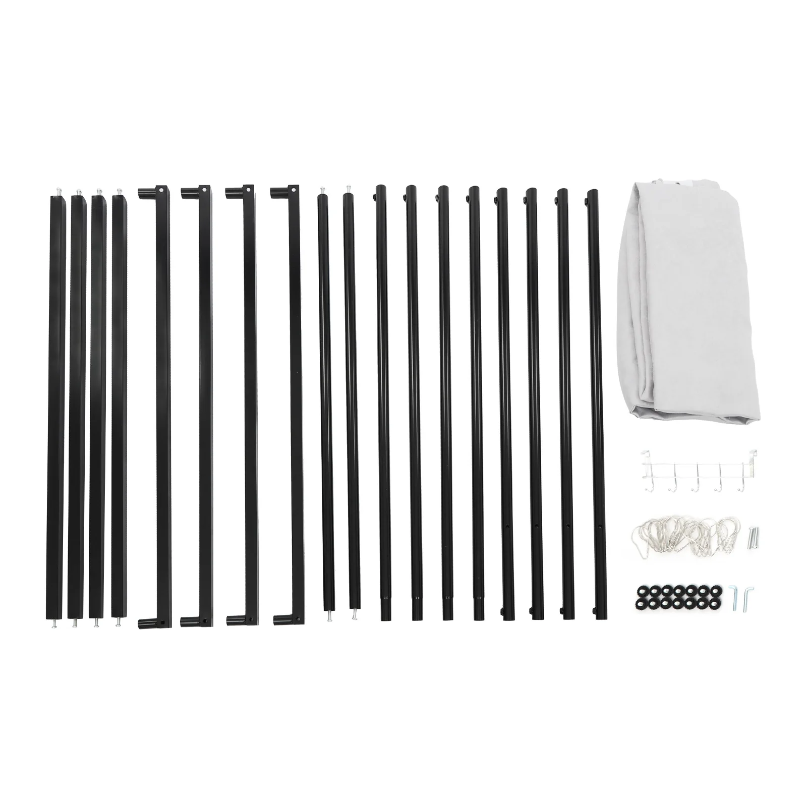 Tragbare Umkleidekabine 1*1*2 m Freistehend Hohe Tragfähigkeit Ankleidezimmer für Bekleidungsgeschäfte Grau/Schwarz – Detail 13