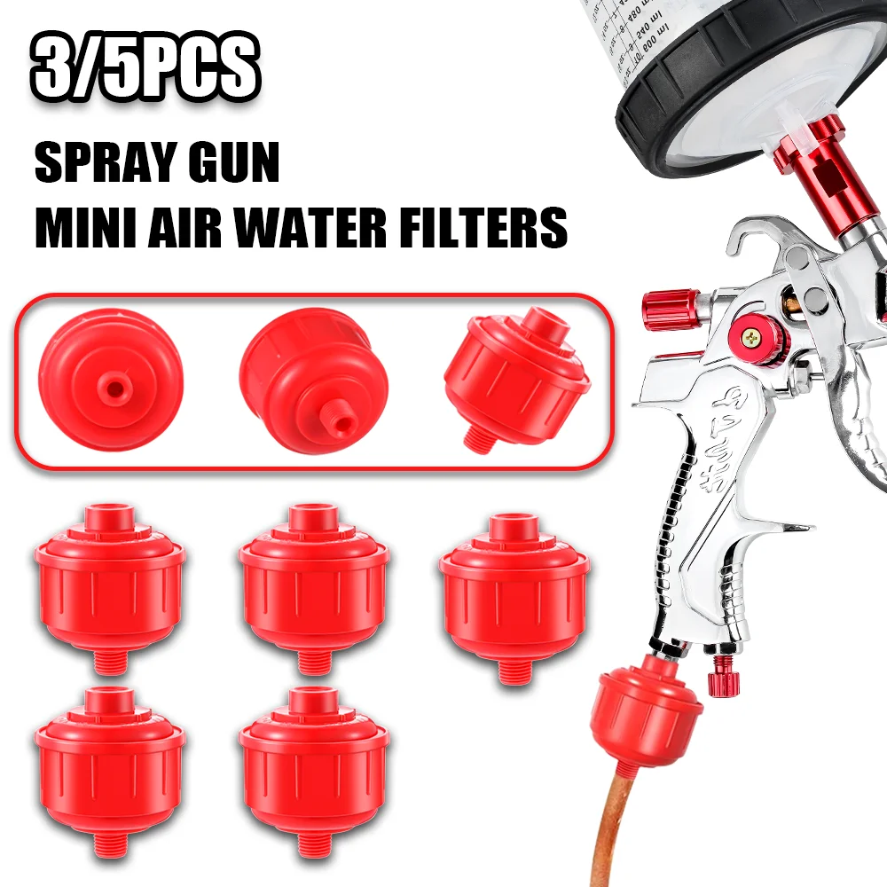3/5Pcs Air Pipe Filter, Disposable Spray Gun Oil And Water Filter Accessories, Cyclone Air Line Filter, 1/4