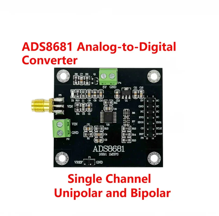 ADS8681 Analog-to-Digital Converter Module, 16-bit Single/Bipolar Input ADC, 1 MSPS High-Speed Data Acquisition