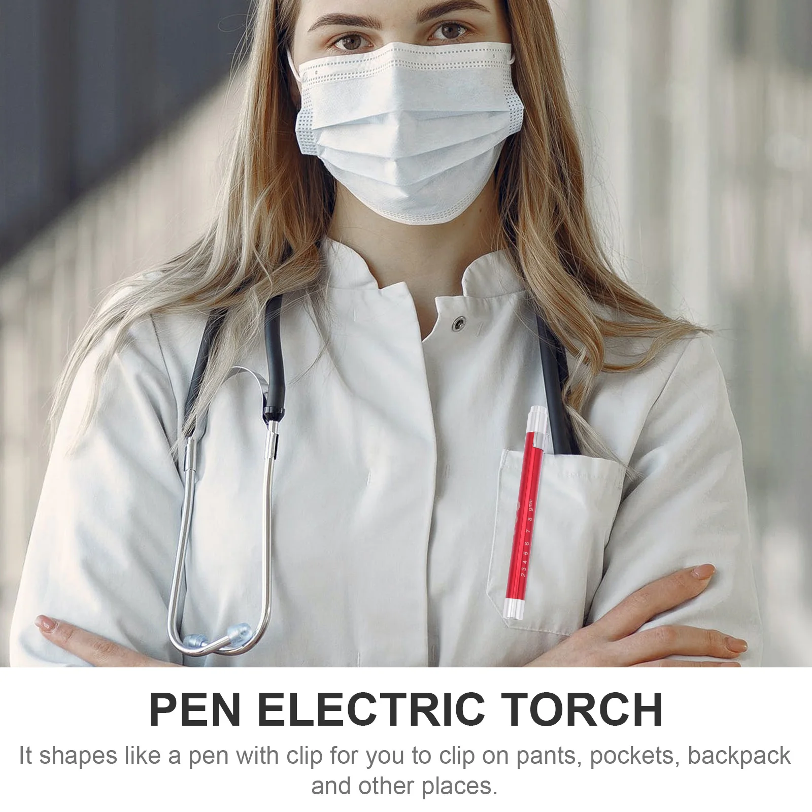 

2pcs Medical Pen Light Led Powered Inspection Lamp Pocket Flashlight Pen Shaped Light With Clip Reusable Examination