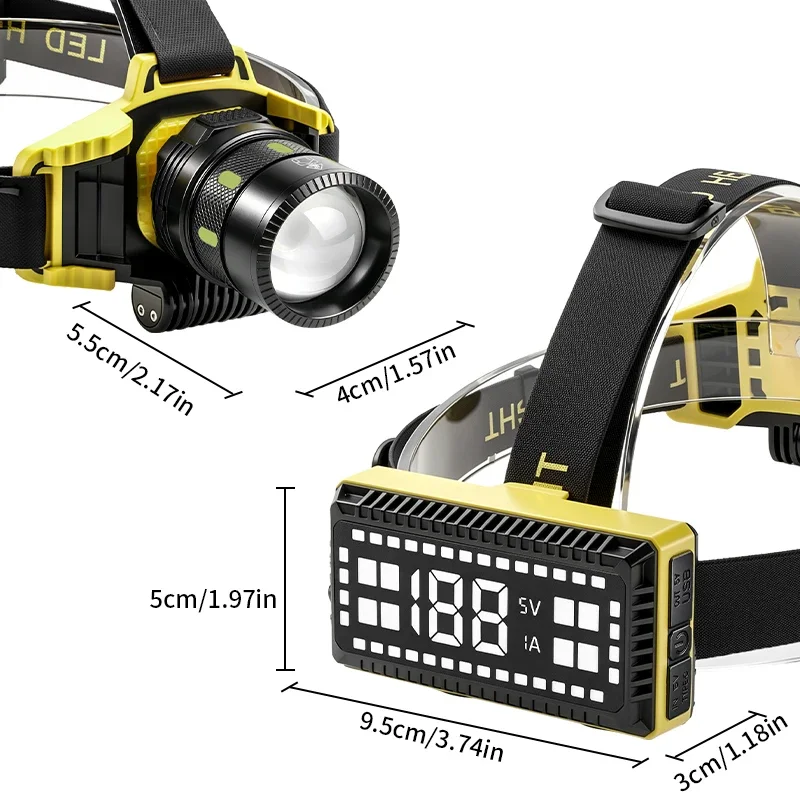 Strong light headlight outdoor bright USB charging camping night fishing headlight white laser output headlight