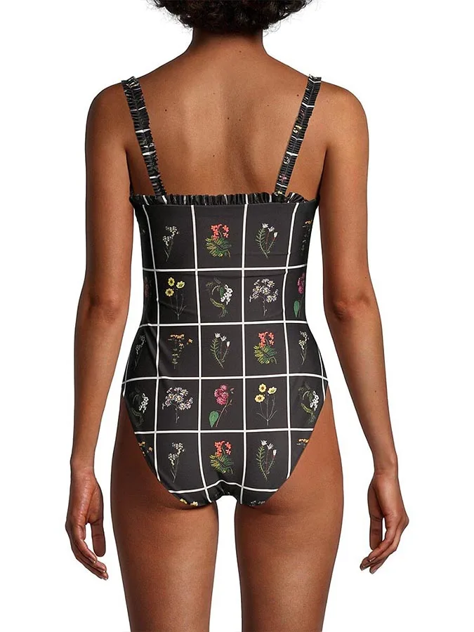 Floral Print  Beach Outfits  2023 Fashion Women Swimwear Summer Spaghetti Straps Swimsuit Sports Monokini Vacation Sexy / New
