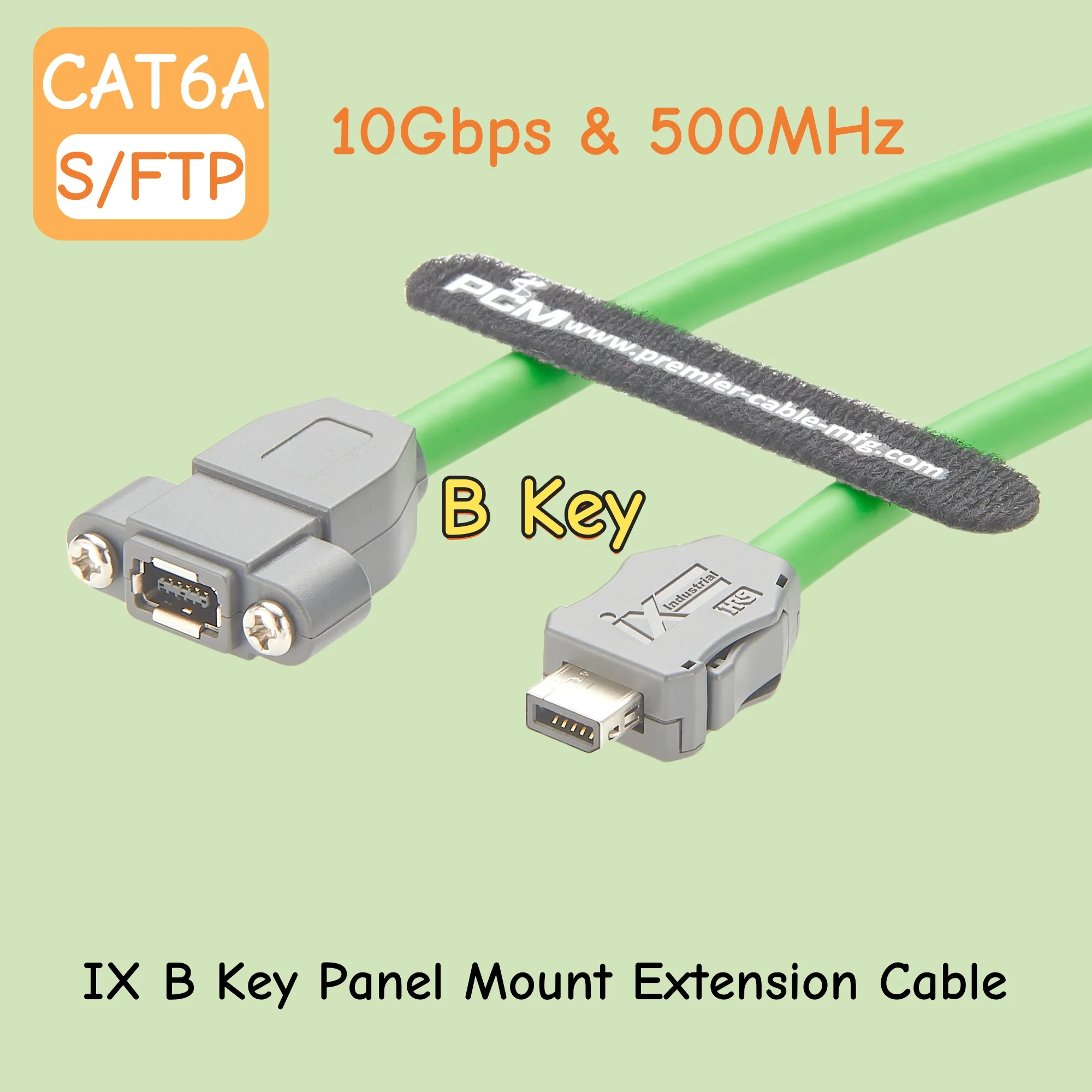 CAT6A IX B Key Extension Cable 10Gbps Shielded IX Industrial Ethernet Connector Inline Jack Panel Mount Cable with 4-40UNC Screw