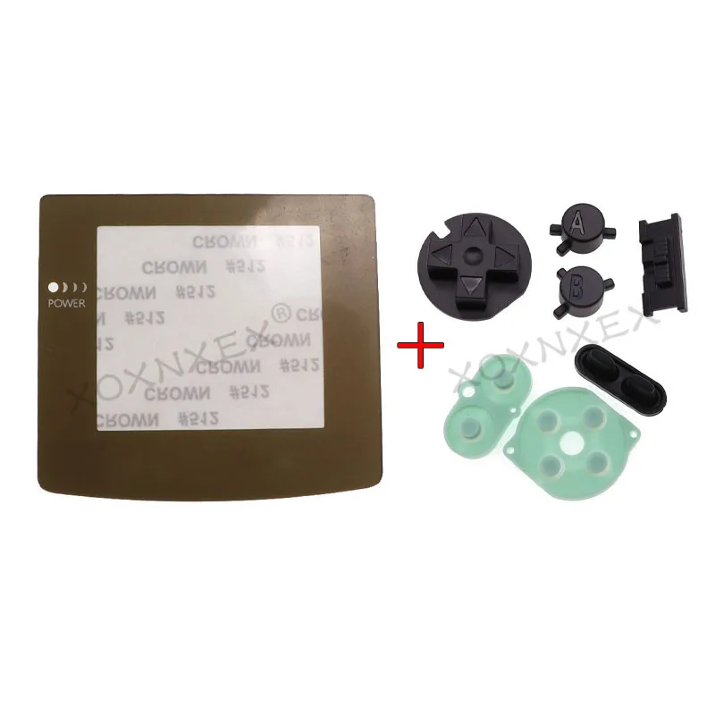 1 セットカラフルなプラスチックスクリーンレンズ Nintend ゲームボーイカラー GBC スクリーンレンズ & ゴム導電性接着剤と DIY ボタンセット