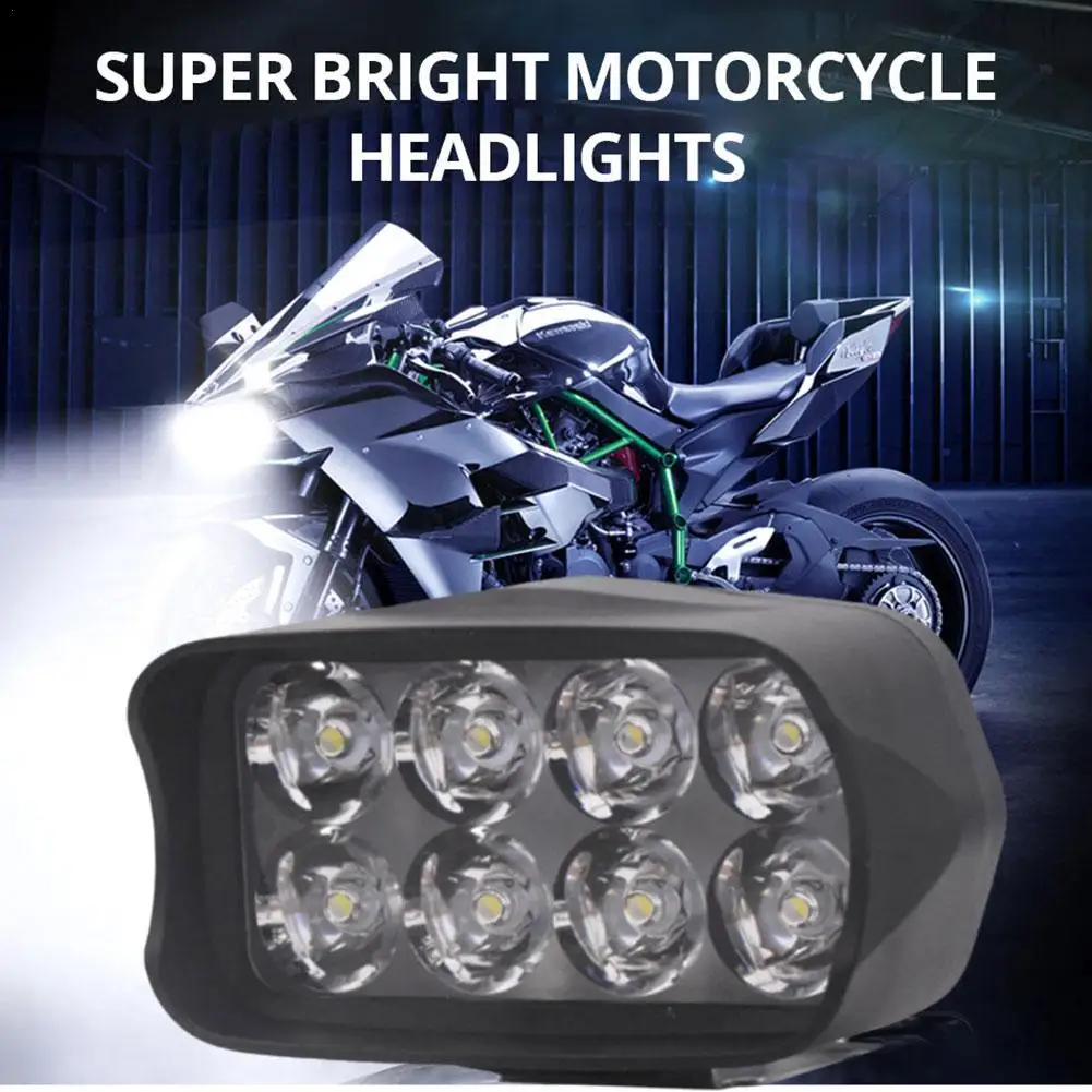 Motorcycle Headlight 8 LED Driving Lights Waterproof Auxiliary Headlight Scooter External Spotlight Fog Light Accessories