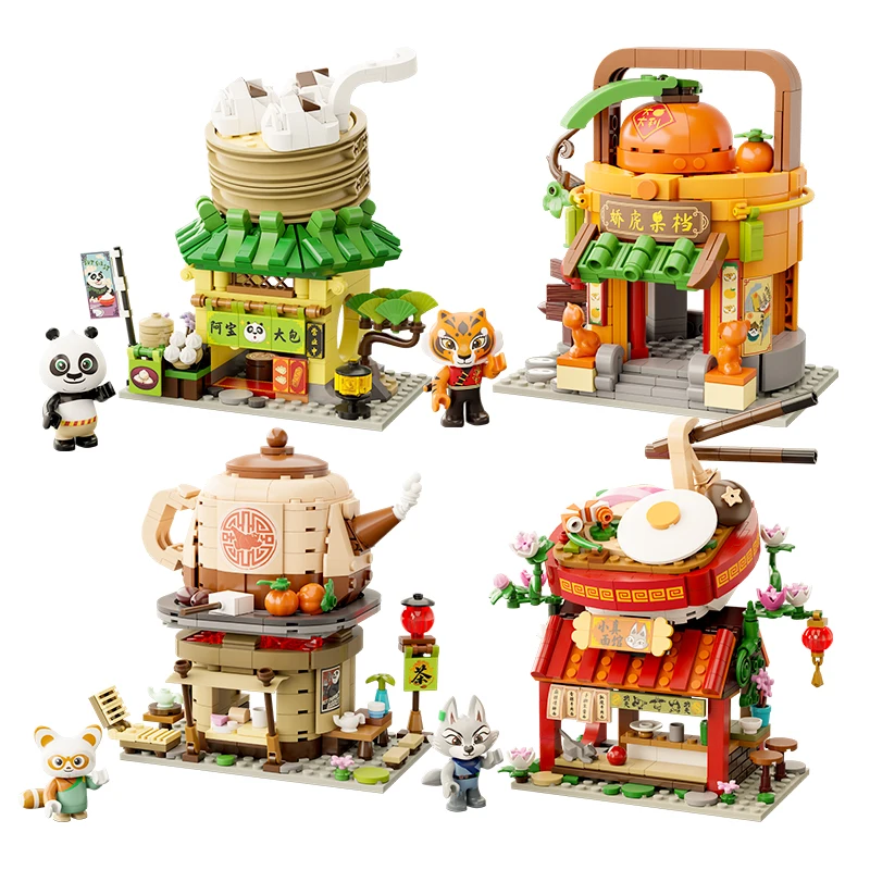 Klocki Pinqi Kung Fu Panda 4 Ulica Skarbów Widok na ulicę Tygryska Dziewczyna Puzzle Model Zabawka Akcesoria Prezent Chińskie Klocki