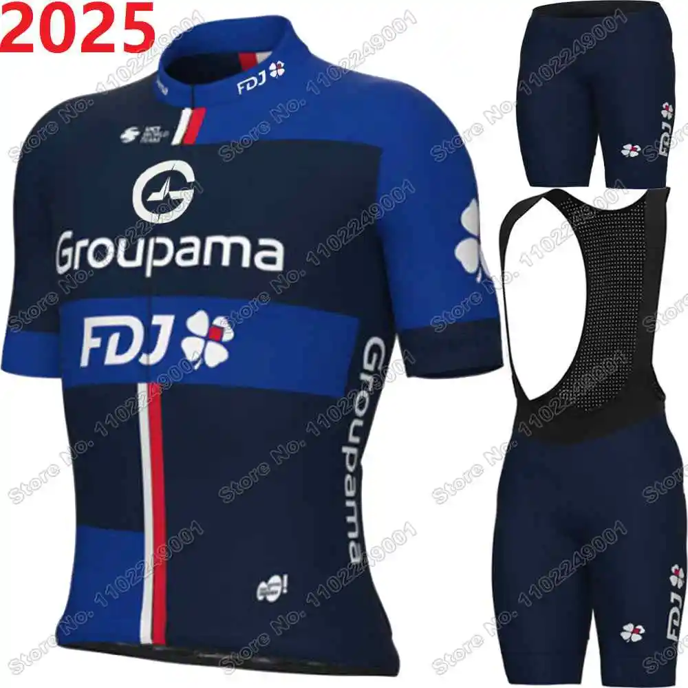 2025 FDJ Cycling Jersey Set France Pro Team Cycling Clothing Men Road Bike Shirts Suit Bicycle Bib Shorts MTB Maillot Cyclisme