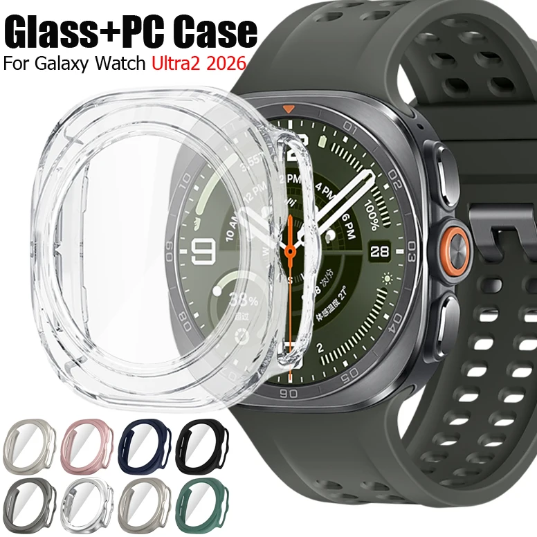 PC-Gehäuse + gehärtetes Glas für Samsung Galaxy Watch Ultra2 2026 Displayschutzfolie für Galaxy Watch Ultra 2 47 mm Zubehör
