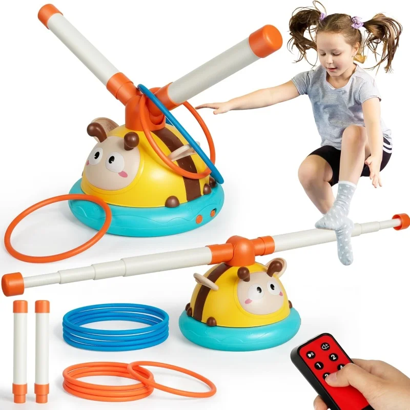 2-em-1 musical salto e lance anel jogo brinquedo joaninha máquina de exercício treinamento sensorial das crianças brinquedos ao ar livre com controle remoto