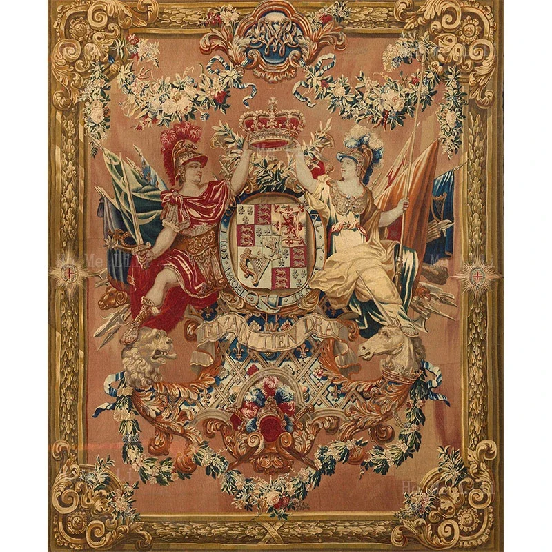 William And Mary Coat Of Arms Crown Dogs Jeweled Medallions Family Crest Canvas Wall Art By Ho Me Lili For Livingroom Decor