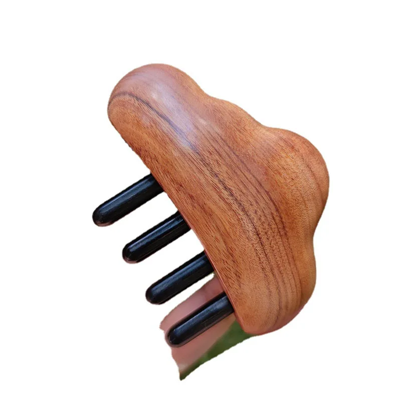 Yunduo massage comb hair meridian horn comb scalp meridian rosewood gift ebony comb wholesale lettering