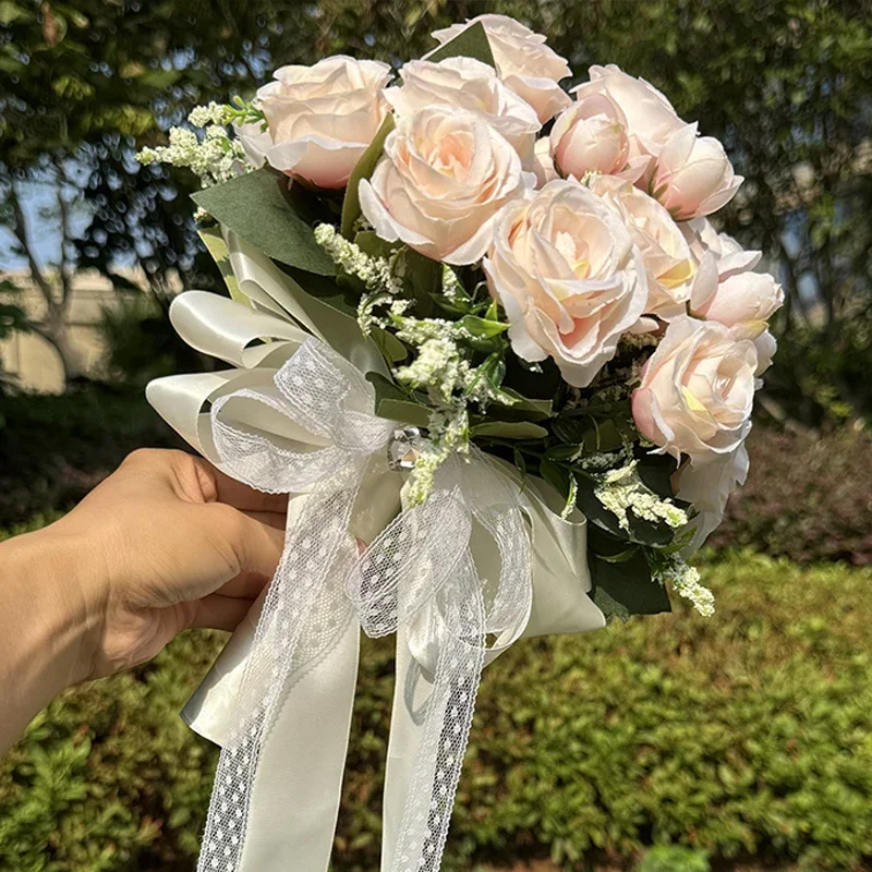 1PC Wedding Bouquet for Bride Wheat Ear and Green Leaf Wedding Bouquet Ceremony Anniversary Bridal Shower Wedding Accessories image 5