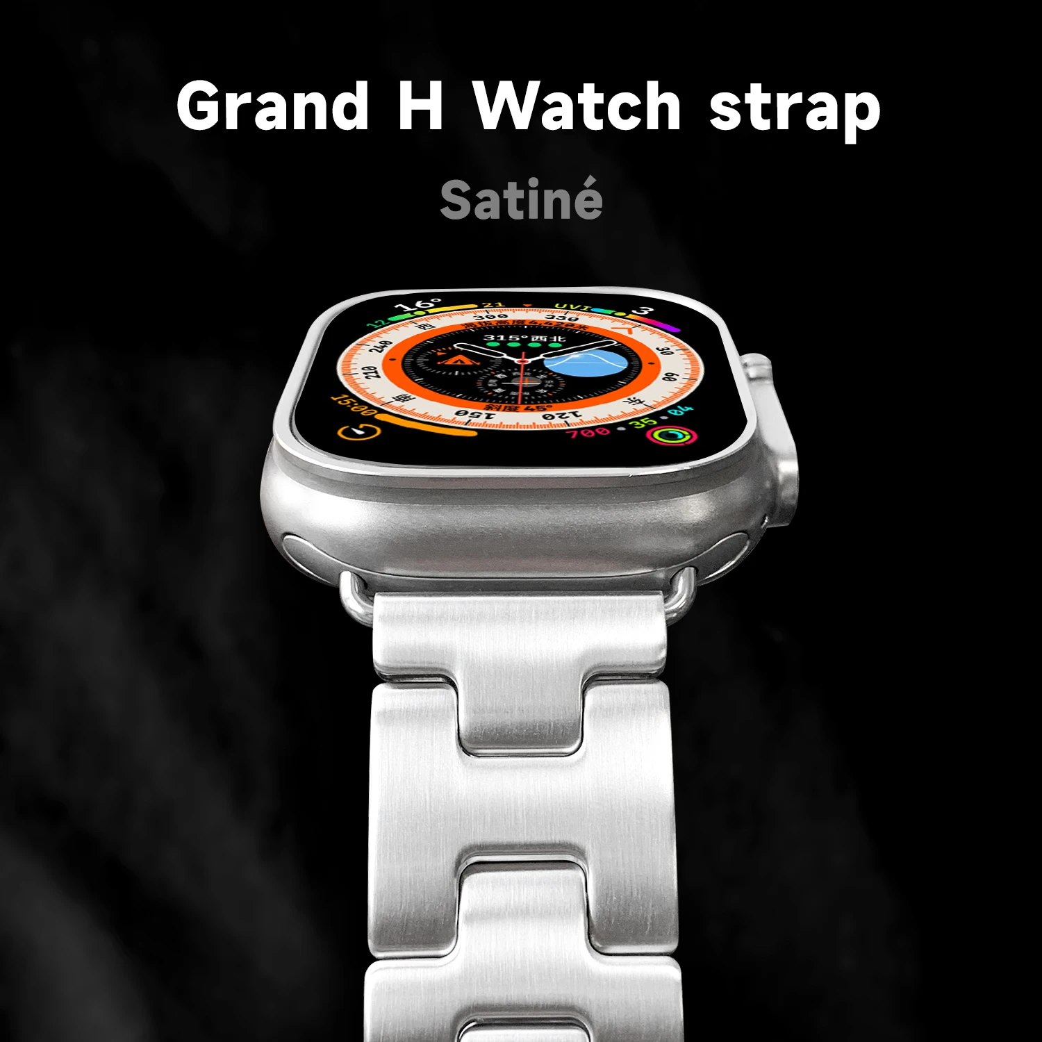 2024 New Satine H Band For Apple Watch 10 9 8 7 6 Se 5 Iwatch Ultra 2 Strap 49mm 46mm 45mm 44mm 42mm