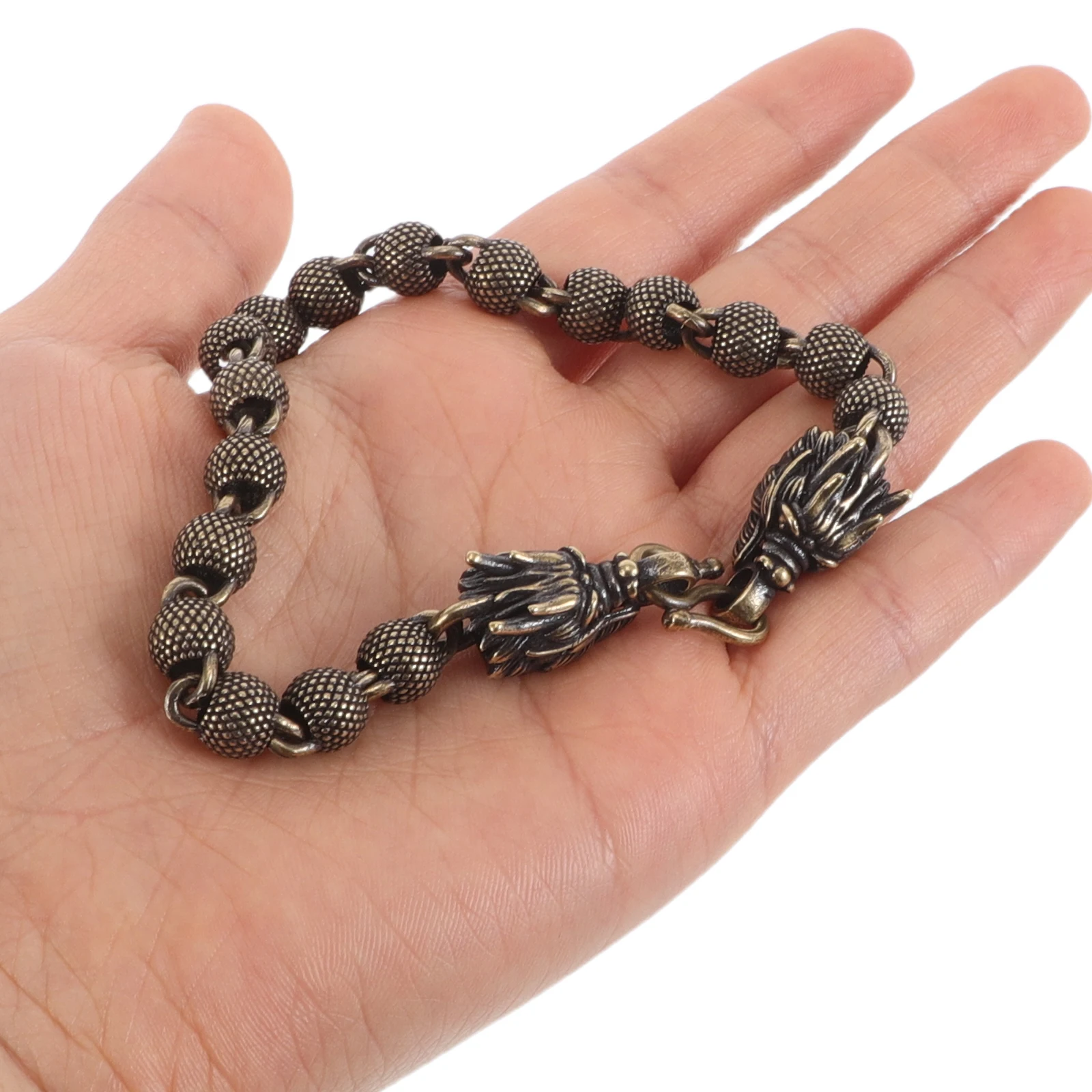

Copper Bracelet Jewelry for Men Beads Man Frosted Women Mens Decorative Anklet 3d Dragon