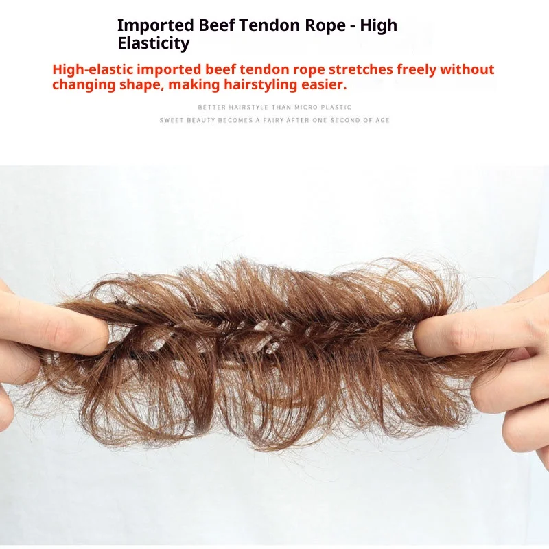 Real Hair Bun Hair for Female Straight Hair Lady Women Ring Net Celebrity Flower Bud Hair Artifact Fluffy Natural Hair Bag