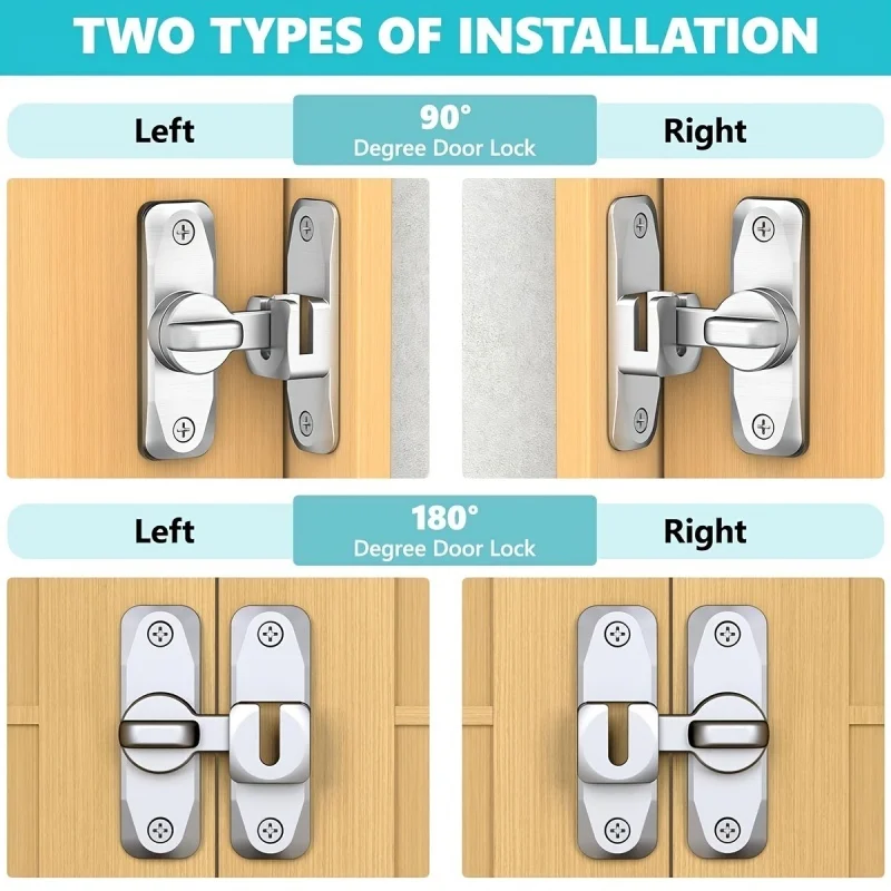 90/180 Degree Barn Door Locks,Sliding Door Window Latch,Door Bolt Lock,Anti-theft Buckle,Baby Safety Latches,Flip Gate Hardware - view 2