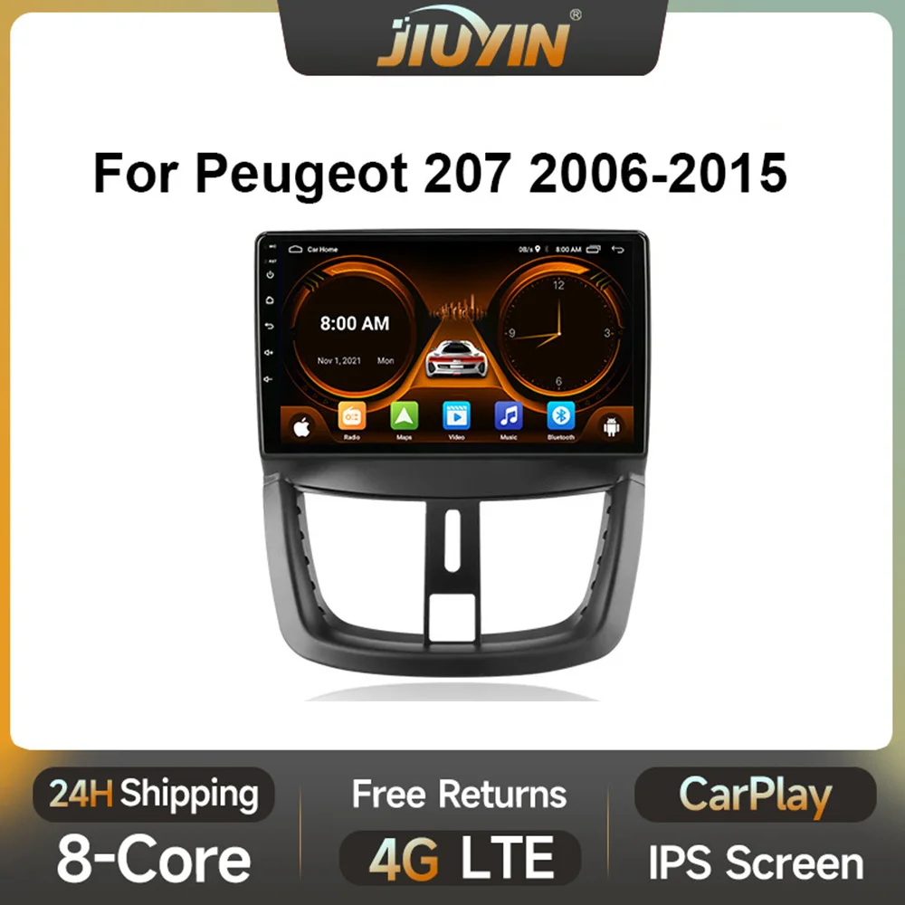 

JIUYIN Car Radio For Peugeot 207 207CC 2006 - 2015 wireless CarPlay Android Auto car intelligent systems No 2 din 2din DVD