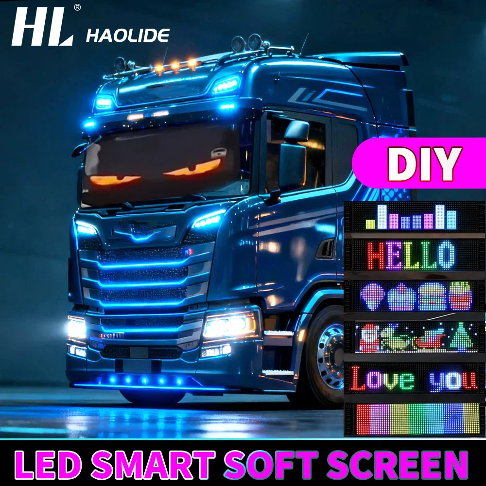 HL RGB بلوتوث سيارة شاحنة LED لوحة مصباح مصفوفة بكسل أضواء قابلة للبرمجة مع التحكم في تطبيق بلوتوث عرض مرن LightIP68