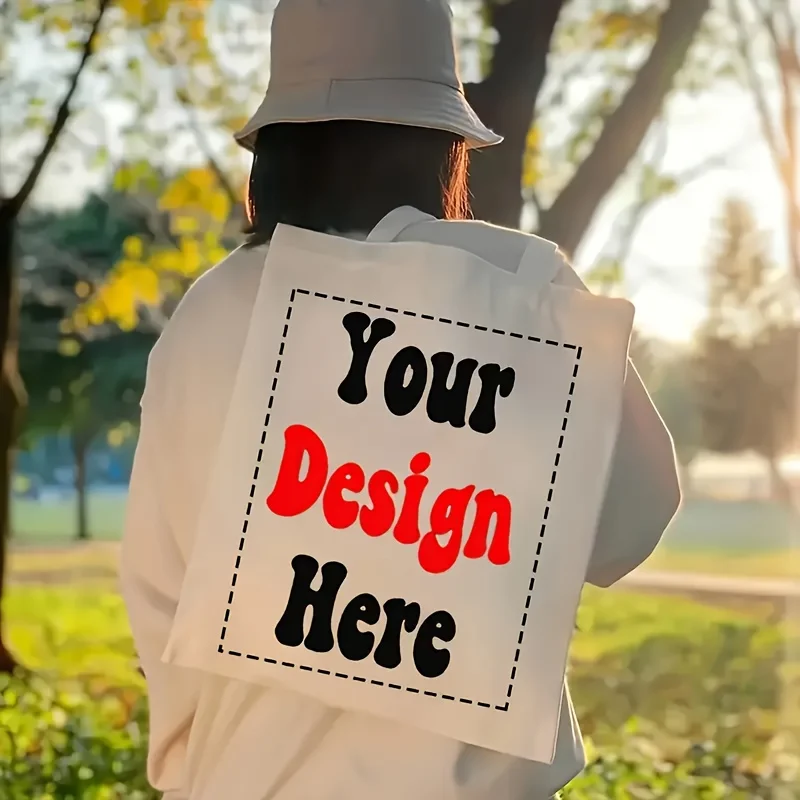 Personalized Photo Text Tote Bag Compatible for Women Custom Upload Your Own Photos Text DIY Handbag Gift Beach Bags