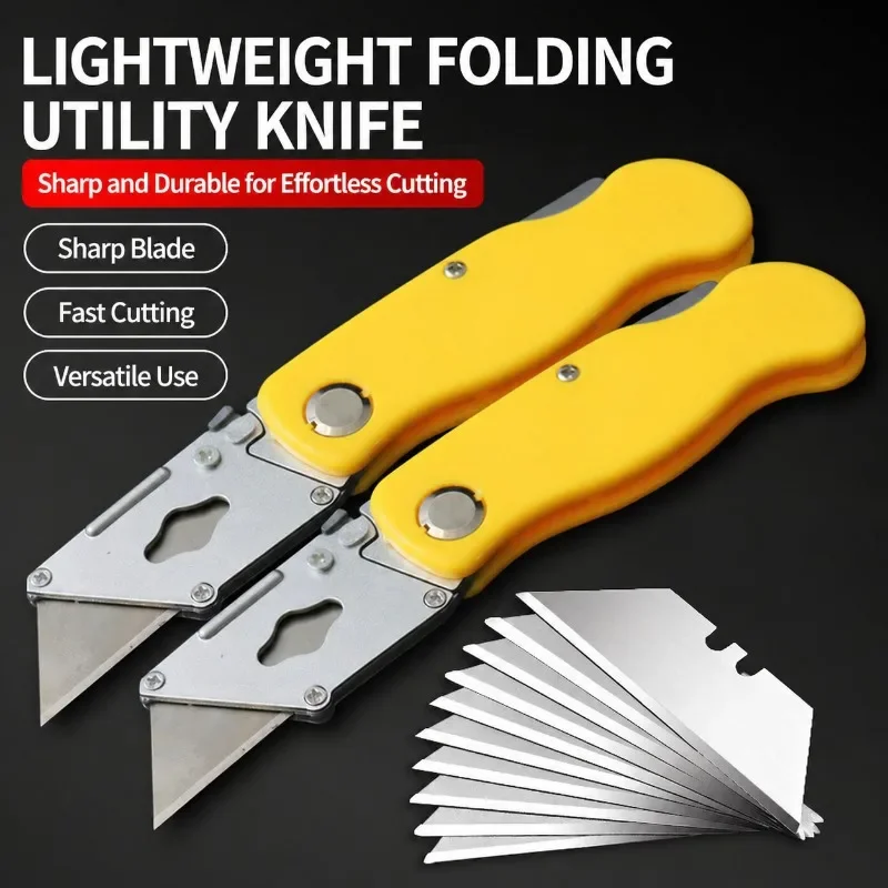 Lightweight Stainless Steel Folding Utility Knife Portable Wallpaper Paper Cutter Practical Outdoor Cutting Tool