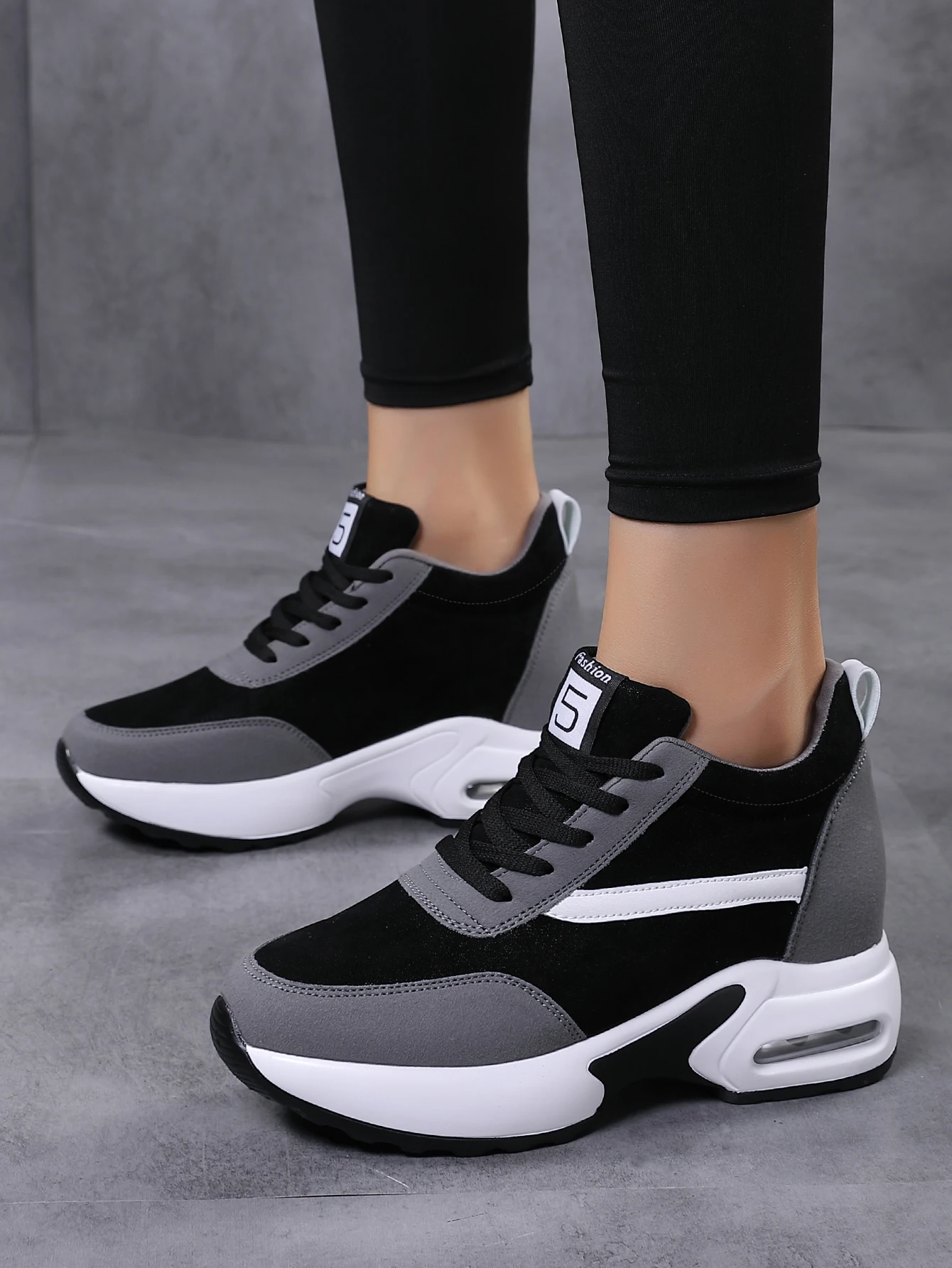 Women Air Cushioned Height Increase Sneakers Thick Bottom Elevator Sport Shoes Leather Waterproof Daily Casul Shoes Dropshipping