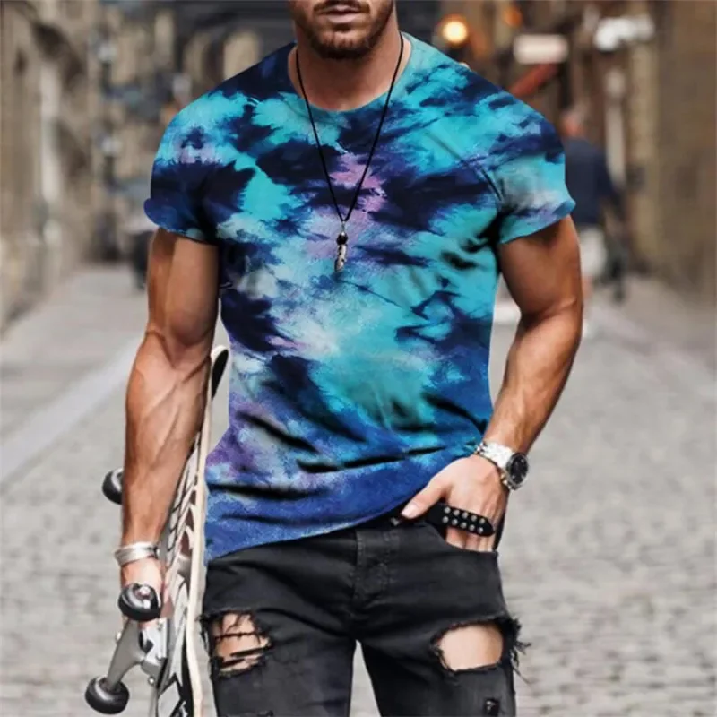 

2024 Summer Tie Dye Graffiti t-shirts 3D All Over Printed T Shirts Tee Tops shirts Unisex Tshirt