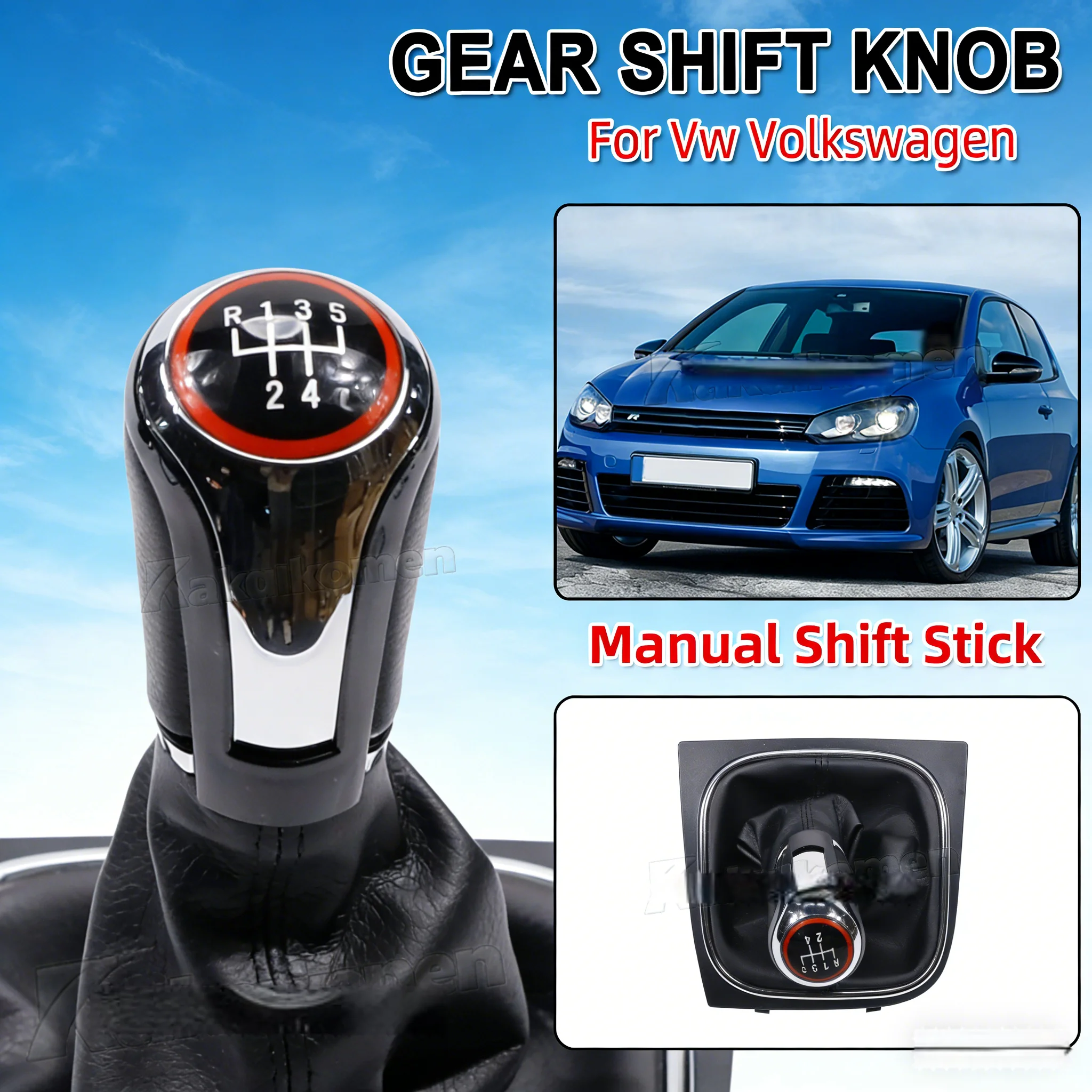 

FOR VW Golf 5 MK5 FOR Golf 6 MK6 FOR Jetta 5 A5 MK5 For Scirocco Gear Shift Knob with Leather Dust Boot Collar Case 5/6 Speed